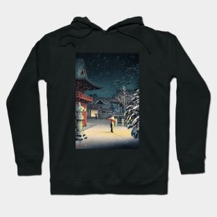 Snow at Nezu Shrine by Tsuchiya Koitsu Hoodie